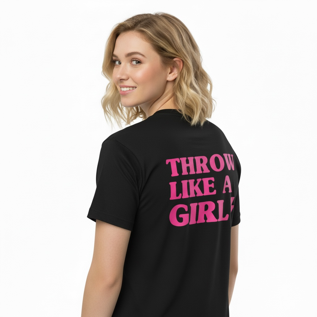Throw Like A Girl T-Shirt - Retro Pink