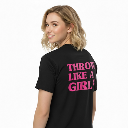 Throw Like A Girl T-Shirt - Retro Pink