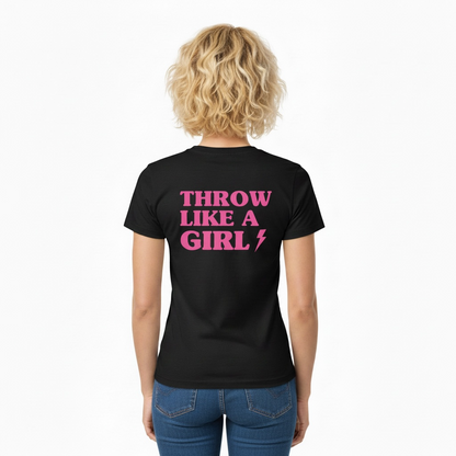 Throw Like A Girl T-Shirt - Retro Pink