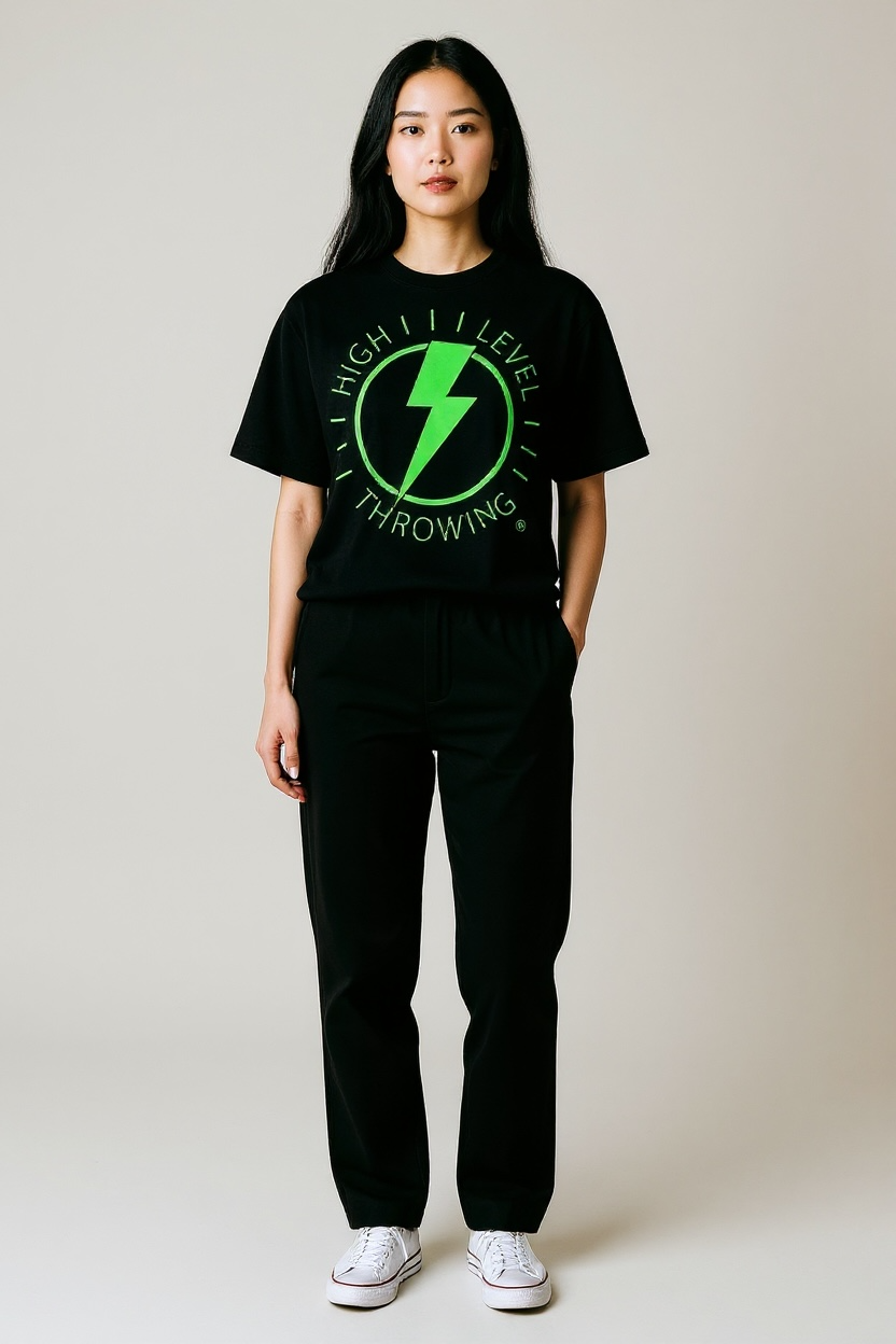 Lightning Bolt T-Shirt - Black/Lime Green