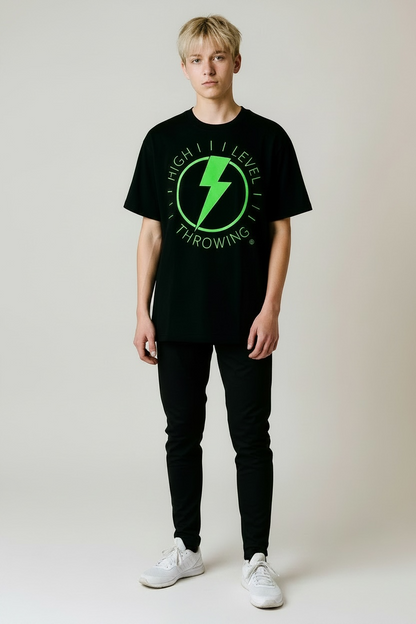 Lightning Bolt T-Shirt - Black/Lime Green
