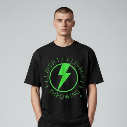 Lightning Bolt T-Shirt - Black/Lime Green
