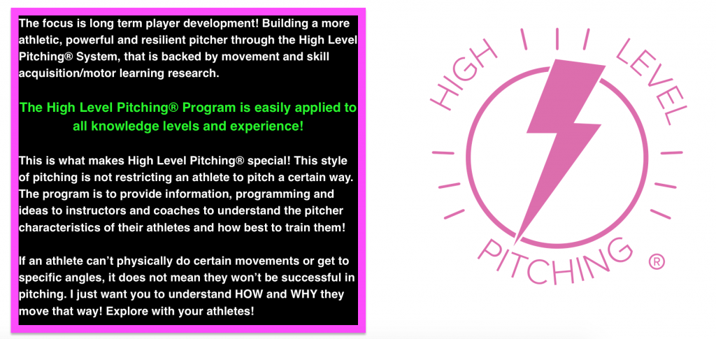 High Level Pitching® – YOUTH Softball